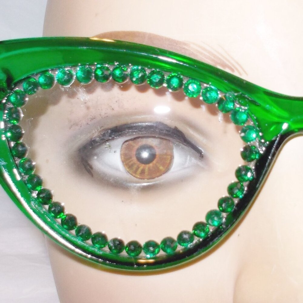 3.50 EMERLD GREEN RHINESTONE READING GLASSES 3.50 STRENGTH
